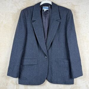Pendleton Vintage 100% Wool Blazer Dark Gray Single Button 12 Business Classic
